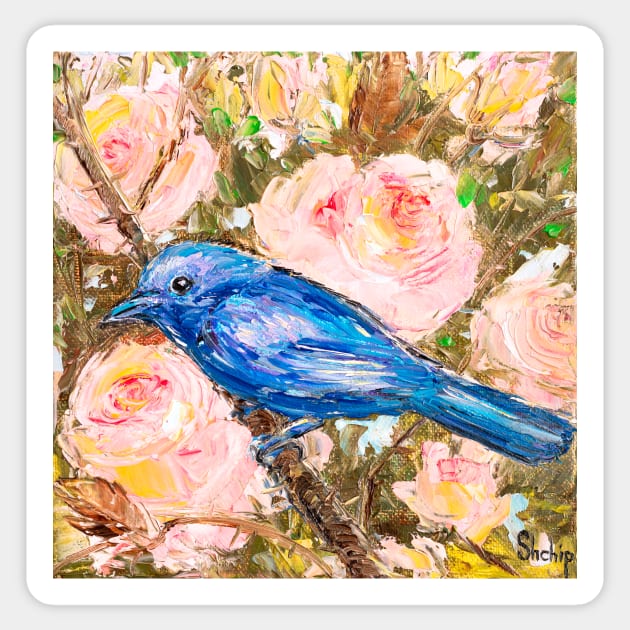 Indigo Bunting. American Songbird Sticker by NataliaShchip